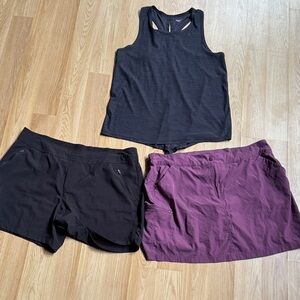 Large top XL bottoms 3 piece workout set skirt shorts Old Tank pacific trail 32